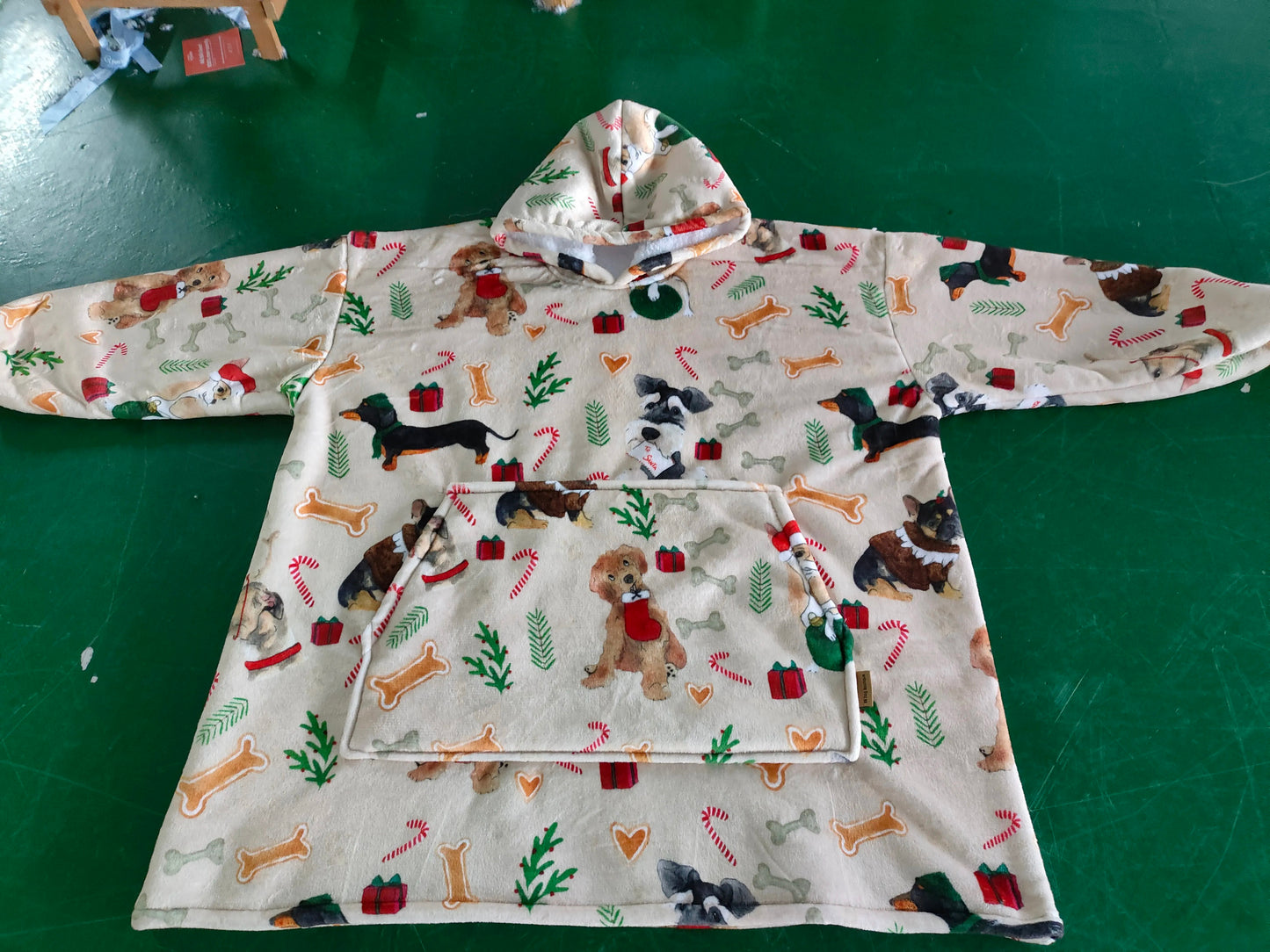 Human fleece hoody Christmas pattern