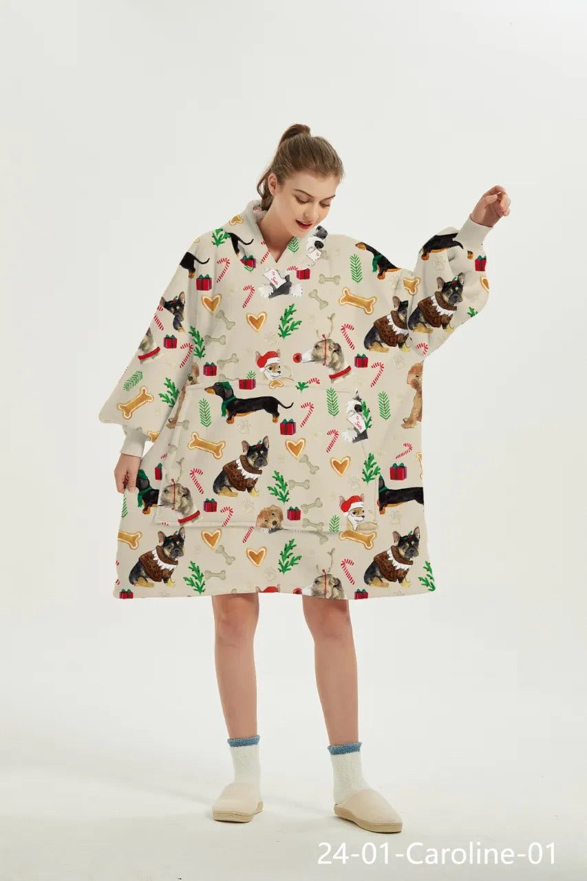 Human fleece hoody Christmas pattern