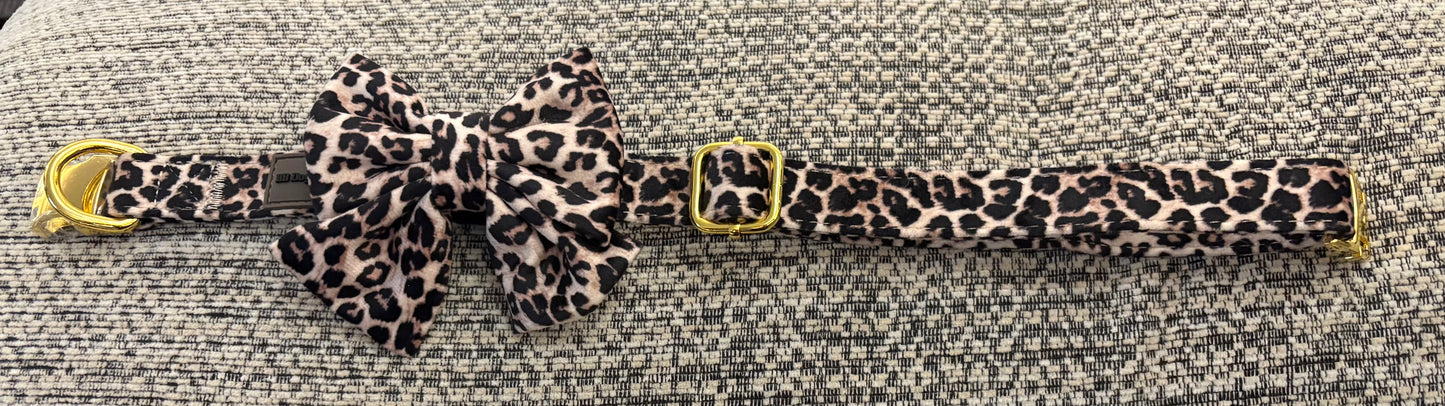 Animal print collar with bow
