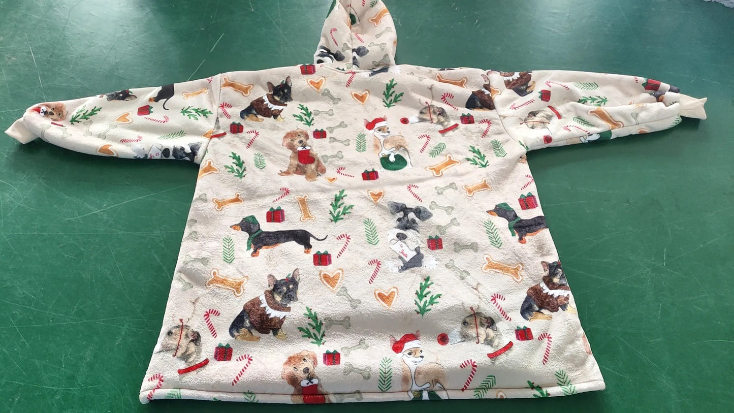 Human fleece hoody Christmas pattern