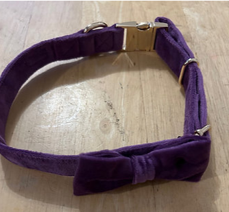 Lilac purple velvet collar with bow